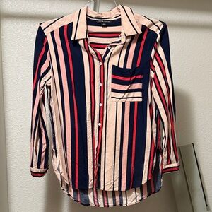 Zac & Rachel Navy and Pink Striped Top